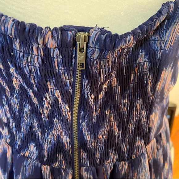 American Eagle Maxi Dress Size M Blue Purple Chevron Lined Smocked Back Party - Picture 11 of 13